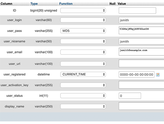 Fill user form