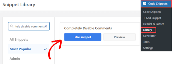 Disable Comments Completely in WPCode Library