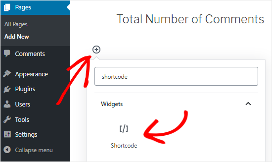 Add Shortcode Block to a WordPress Page