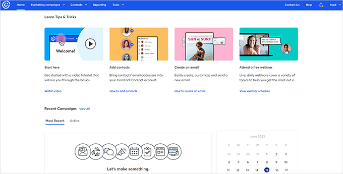 Constant Contact Dashboard