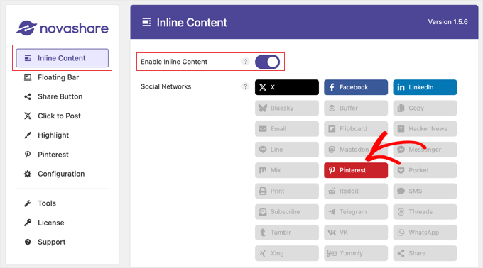 Adding an Inline Pinterest Button Using Novashare