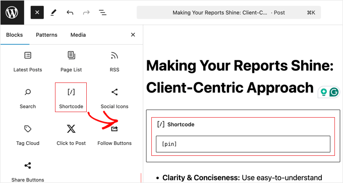 use the [pin] shortcode in your WordPress posts