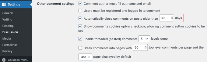 Turn Off Comments on Old Posts