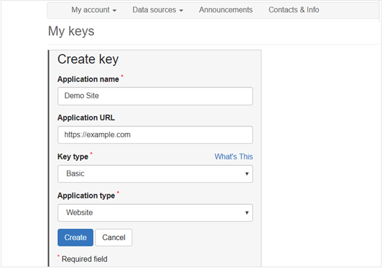 Create Bing Map API key to Embed in WordPress