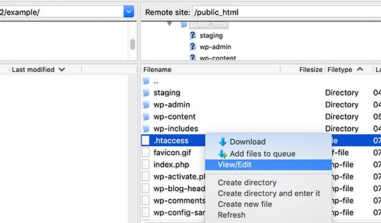 FTP kullanarak .htaccess dosyasını düzenleme