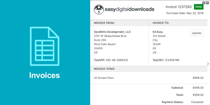 Easy Digital Downloads Invoices