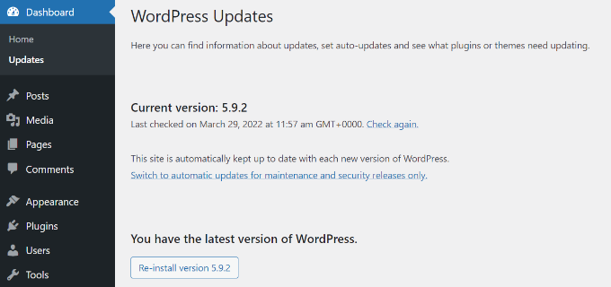 Use latest WordPress version