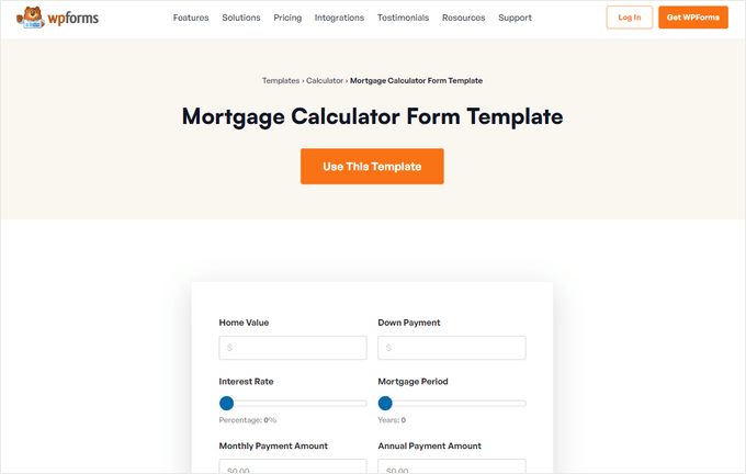 WPForms Mortgage Calculator Form Template