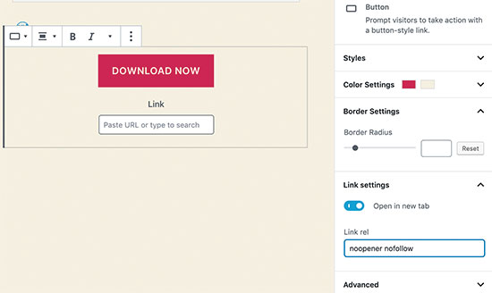 Improved button block in WordPress 5.3