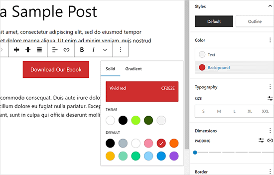 Button style settings