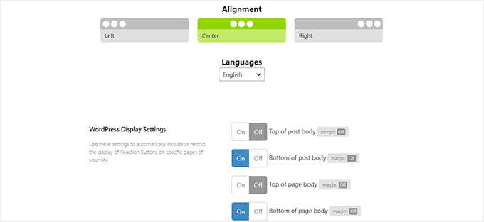 Choose reaction buttons placement