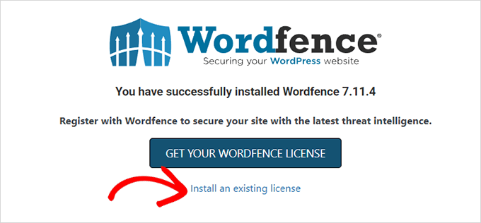 Install existing license