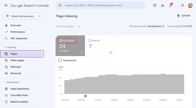 Google Search Console 页面报告