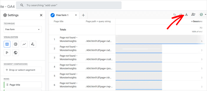 Google Analytics 4 中的 404 错误页面