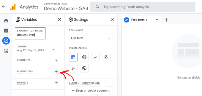 在 Google Analytics 中创建新的探索报告