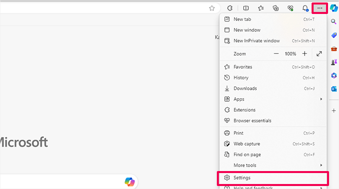 Microsoft Edge settings