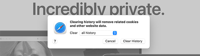 Safari clear all data