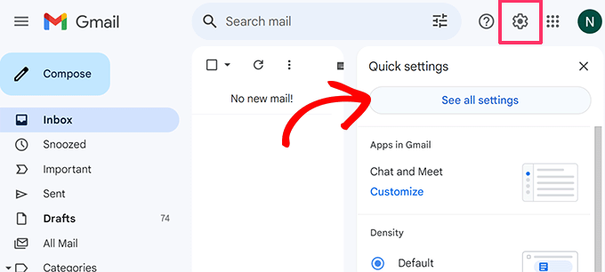 See all Gmail settings