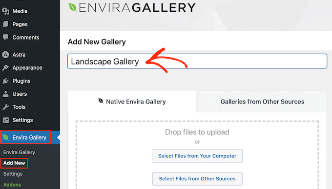 Creating a new gallery using a WordPress plugin