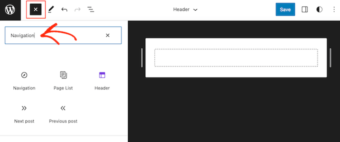 Adding a navigation block to a WordPress block-enabled template