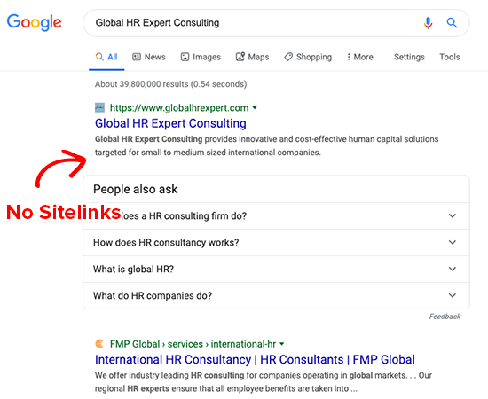 No Google Sitelinks for Generic Brands