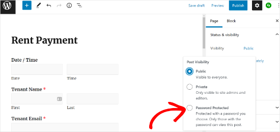 Password protect your form