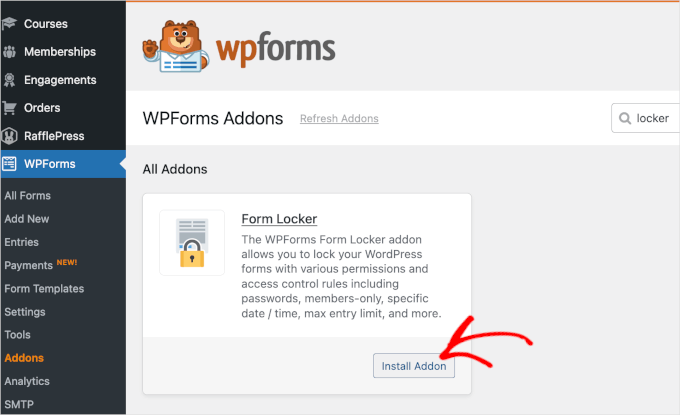 Install form locker addon