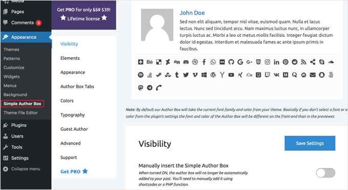 Simple Author Box Settings