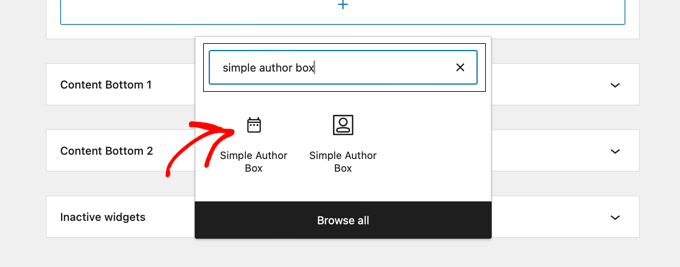 Select the Simple Author Block Widget