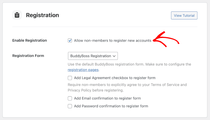 Enabling registration in BuddyBoss forums