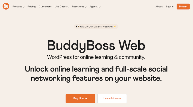 BuddyBoss' homepage