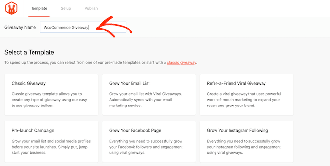 Giving your WooCommerce giveaway a name