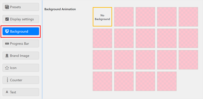 Choosing a background animation for the preloader with the Safelayout Cute Preloader plugin