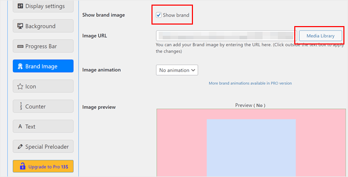 Enabling a logo display for the preloader animation with the Safelayout Cute Preloader plugin