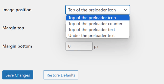 Changing the position of the logo image in the preloader with the Safelayout Cute Preloader plugin