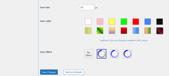 Configuring the icon's settings for the preloader animation with the Safelayout Cute Preloader plugin