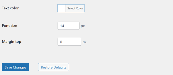 Finalizing the text settings for the preloader with the Safelayout Cute Preloader plugin