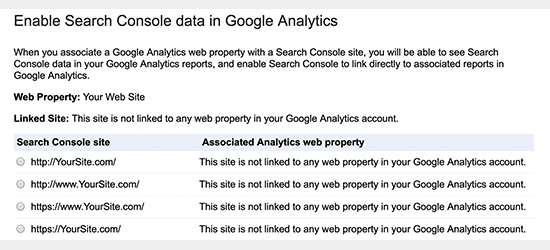 选择 Google Search Console 属性