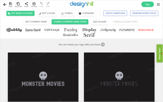 使用 Designhill 为 Monster Movie 创建的徽标