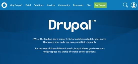 A primeira página do Drupal