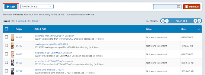 Scanning for duplicate images in WordPress