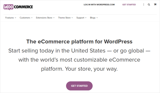 A página inicial do WooCommerce