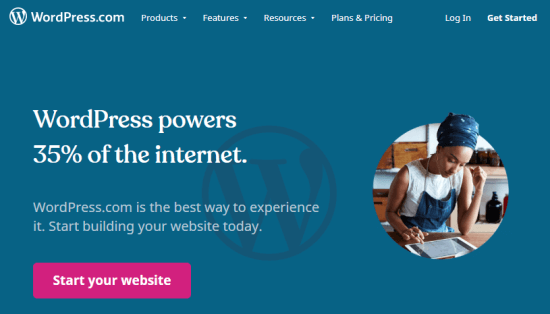 A página inicial do WordPress.com