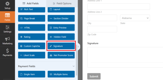 Add a signature field