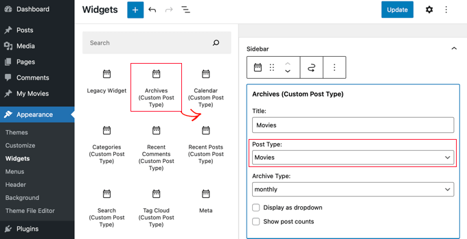 Custom Post Type Archives Widget