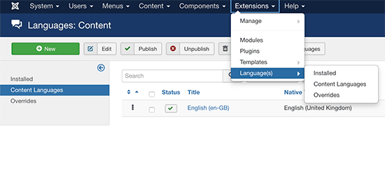 Adding language support in Joomla