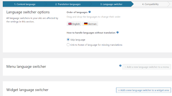 Language switcher WPML