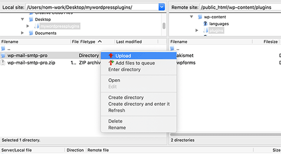 Hochladen eines Plugins per FTP