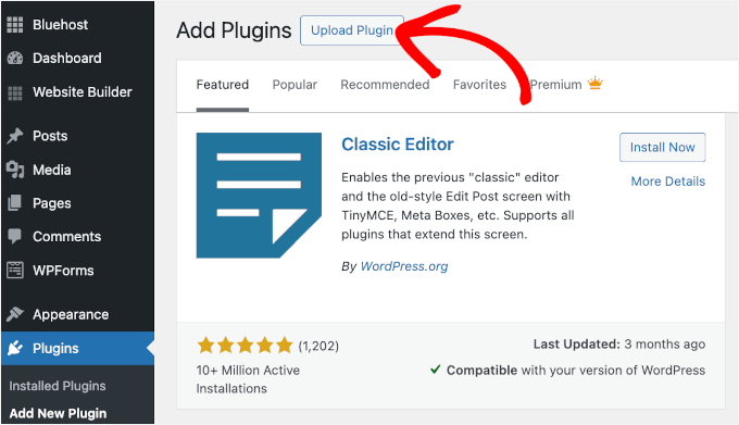 The Upload Plugin button