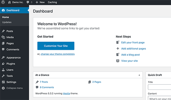 WordPress 仪表板